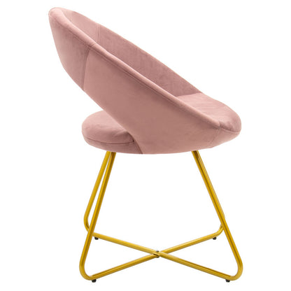 Valentina chair pakoworld velvet fabric in rotten apple shade and metallic gold leg 63x66x78cm