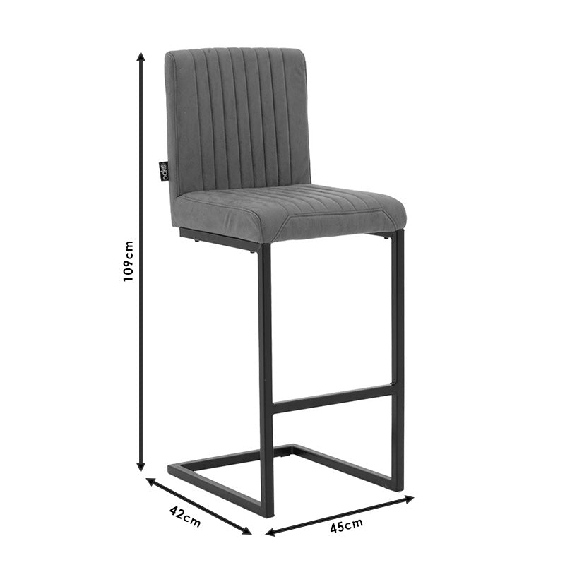 Bar Stool Maclean pakoworld fabric grey-black base