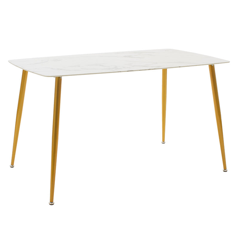 Dining table Paris pakoworld glass 8mm white marble-golden 150x80x75cm