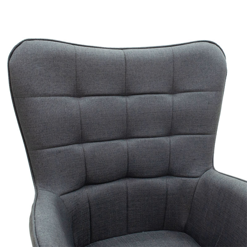 Maddison armchair with footrest-cushion pakoworld anthracite-natural fabric 68x72x98cm