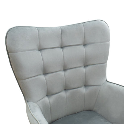 Maddison armchair with footrest-cushion pakoworld velvet grey-natural 68x72x98cm