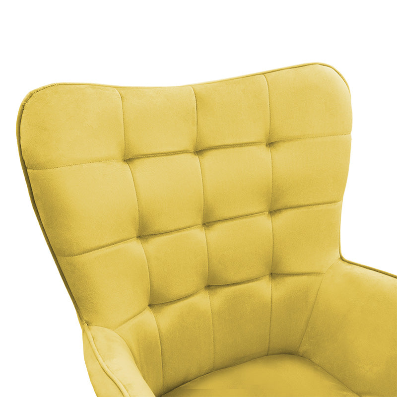 Maddison armchair with footrest-cushion pakoworld velvet yellow-natural 68x72x988cm