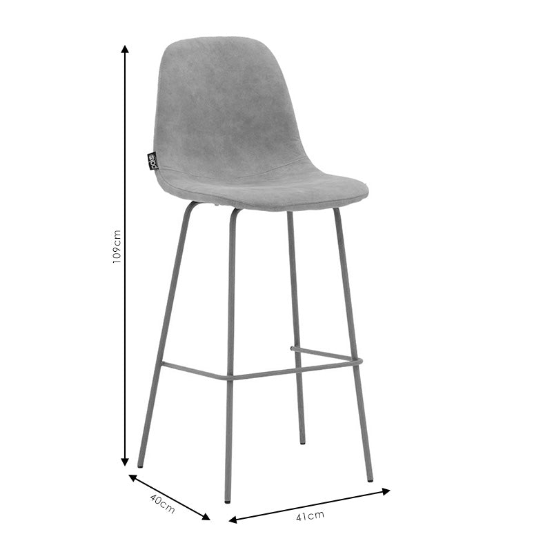 Bar Stool Bella metal natural legs - fabric antique grey color