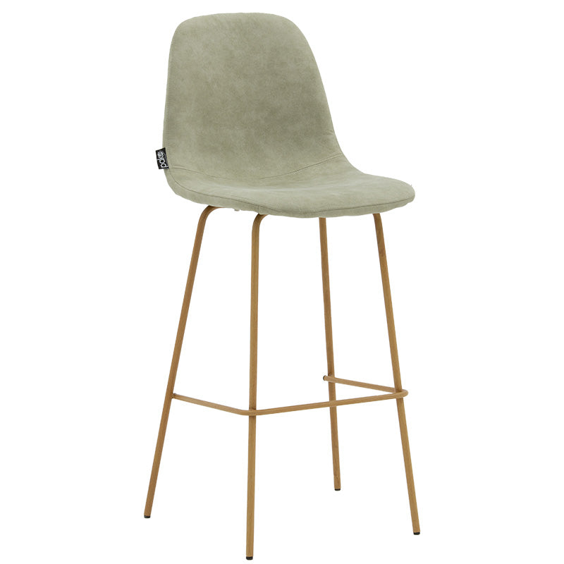 Bar Stool Bella metal natural legs - fabric antique grey color