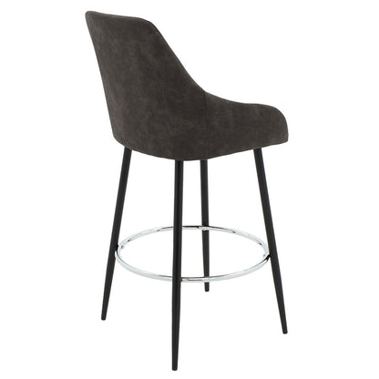 Bar Stool Cody metal black legs - fabric anthracite color