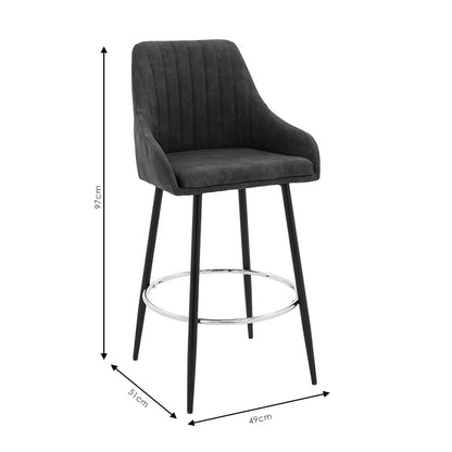 Bar Stool Cody metal black legs - fabric anthracite color