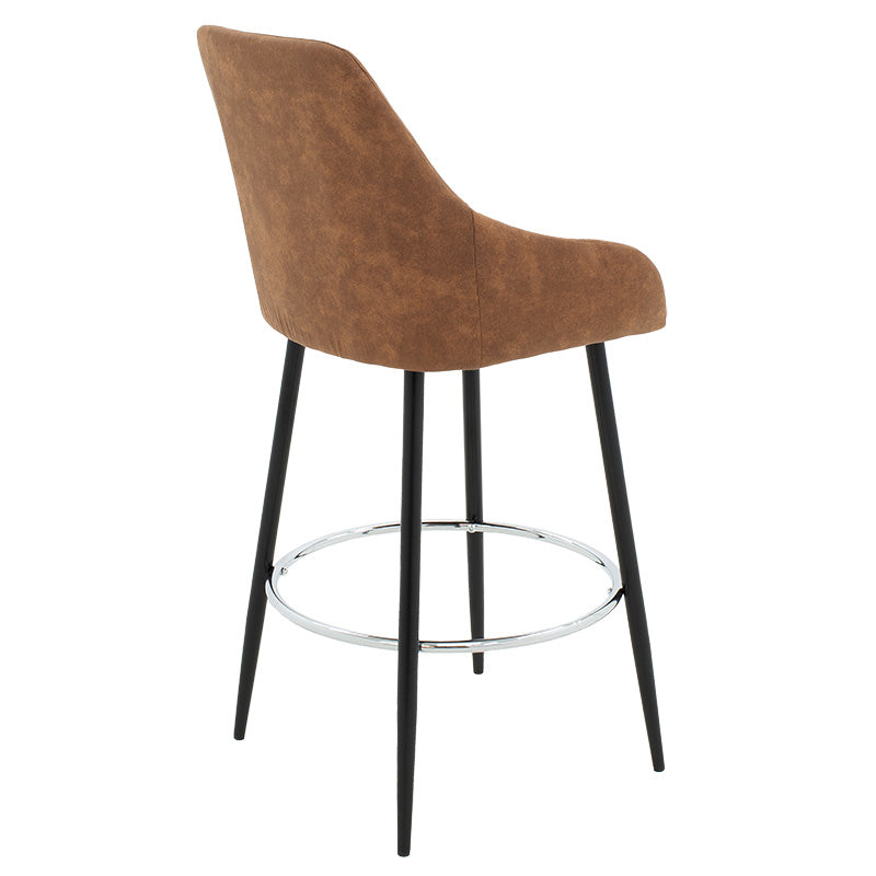 Bar Stool Cody metal black legs - fabric antique brown color