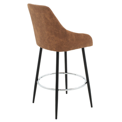 Bar Stool Cody metal black legs - fabric antique brown color