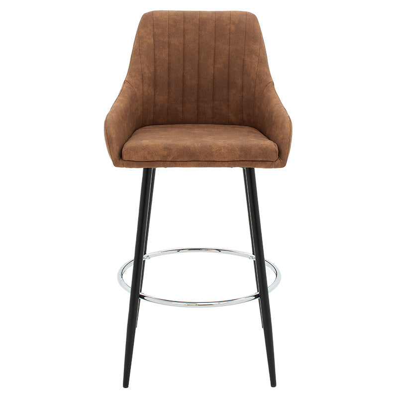 Bar Stool Cody metal black legs - fabric antique brown color