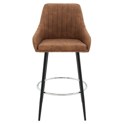 Bar Stool Cody metal black legs - fabric antique brown color