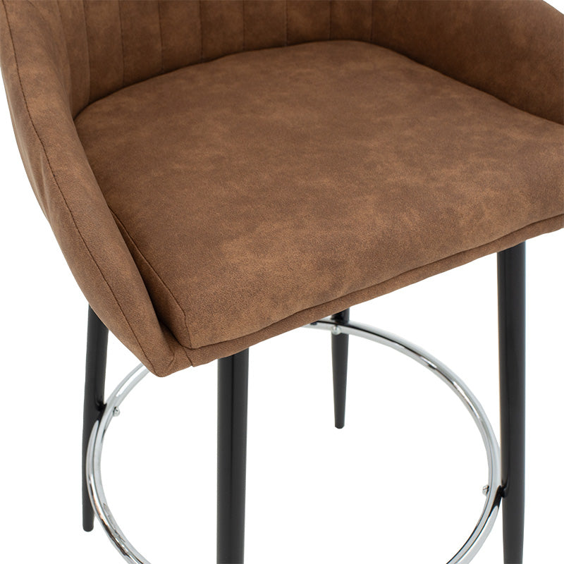 Bar Stool Cody metal black legs - fabric antique brown color