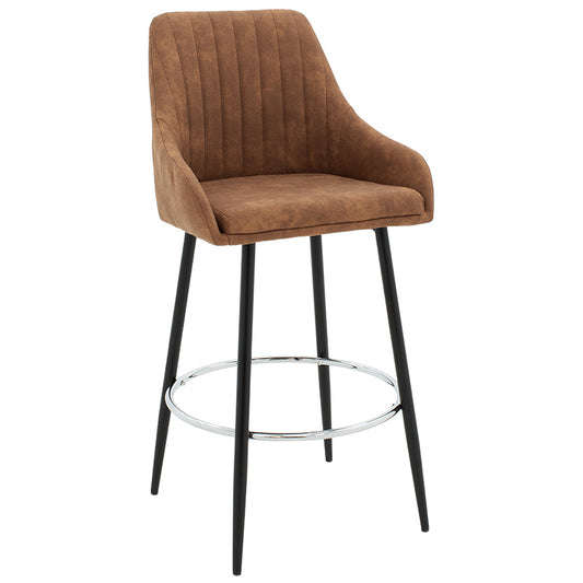 Bar Stool Cody metal black legs - fabric antique brown color