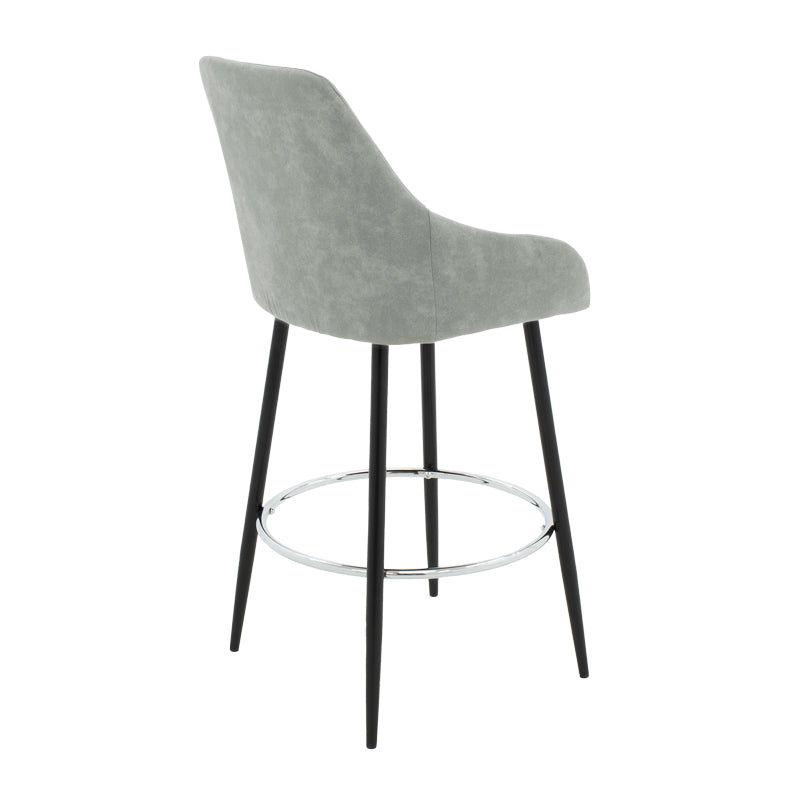 Bar Stool Cody metal black legs - fabric antique light grey color