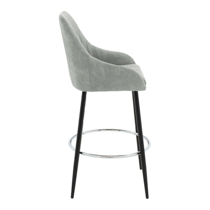 Bar Stool Cody metal black legs - fabric antique light grey color