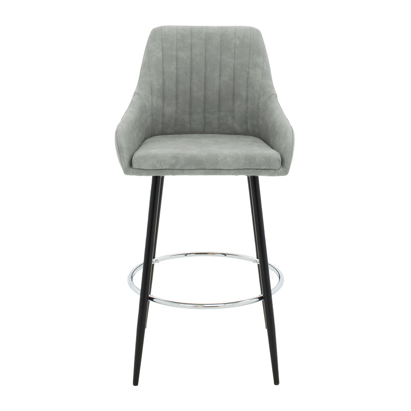 Bar Stool Cody metal black legs - fabric antique light grey color