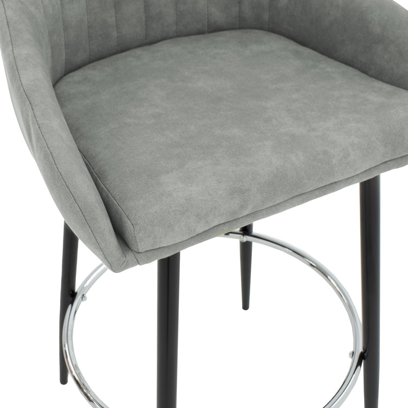 Bar Stool Cody metal black legs - fabric antique light grey color