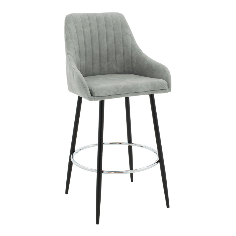 Bar Stool Cody metal black legs - fabric antique light grey color