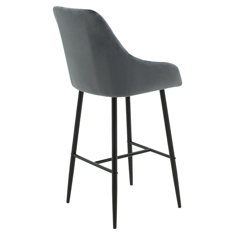 Bar Stool Patrin metal black legs - velvet dark grey color