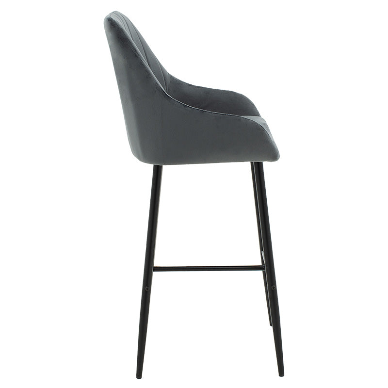 Bar Stool Patrin metal black legs - velvet dark grey color