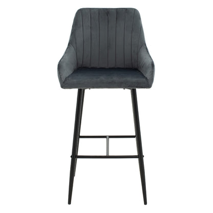 Bar Stool Patrin metal black legs - velvet dark grey color