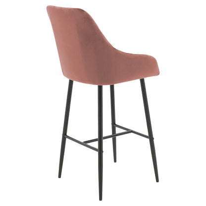 Bar Stool Patrin metal black legs - velvet rotten apple color