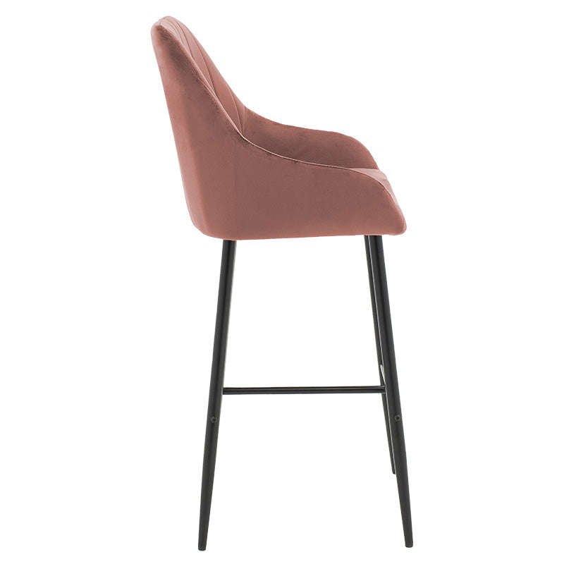 Bar Stool Patrin metal black legs - velvet rotten apple color