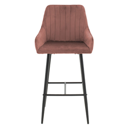 Bar Stool Patrin metal black legs - velvet rotten apple color