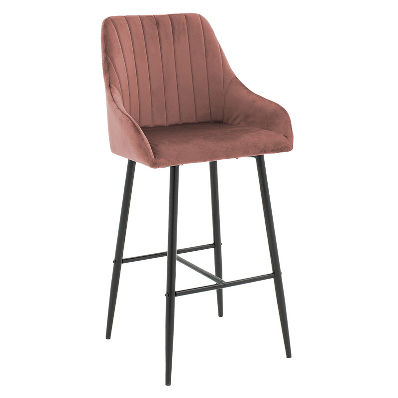 Bar Stool Patrin metal black legs - velvet rotten apple color