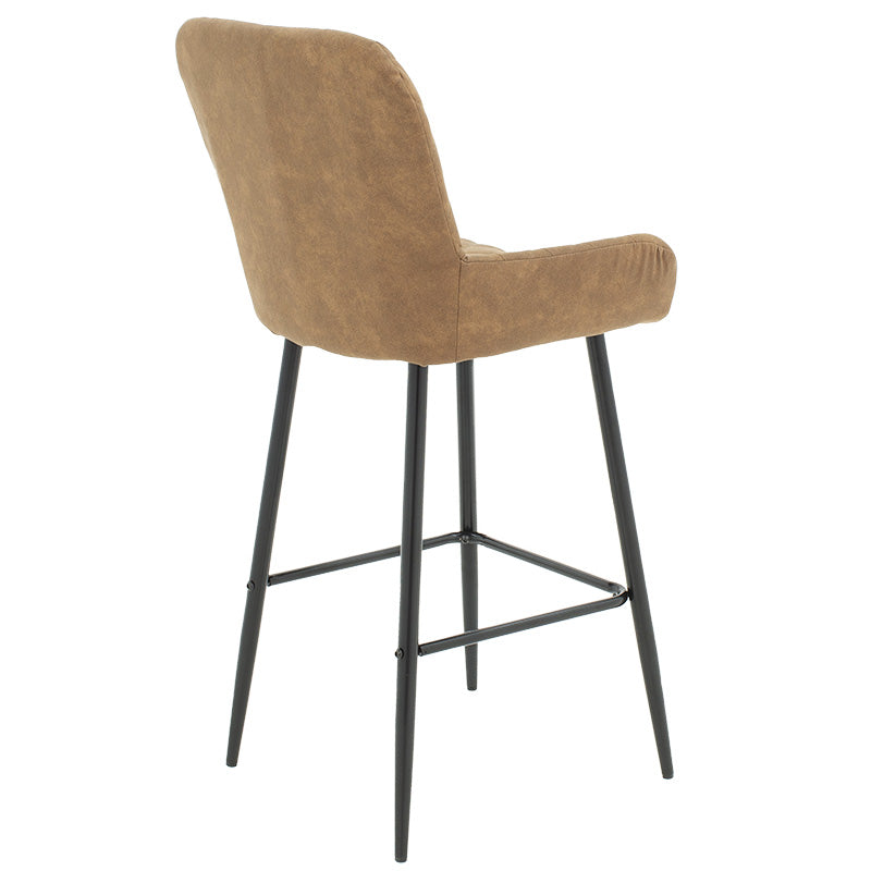 Bar Stool Delicacy metal black legs- fabric antique brown color 47x43x100cm