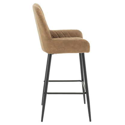 Bar Stool Delicacy metal black legs- fabric antique brown color 47x43x100cm