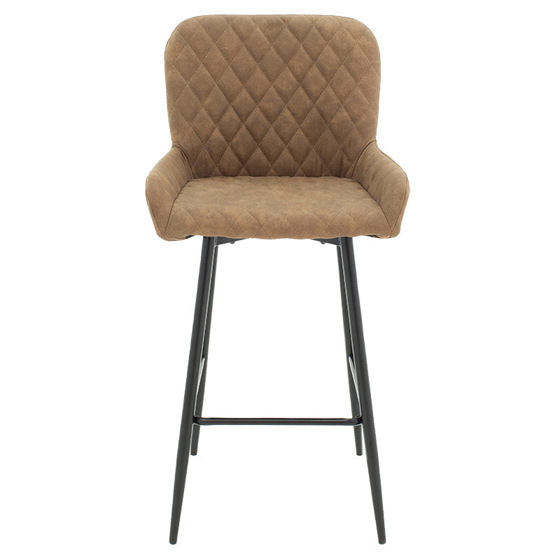 Bar Stool Delicacy metal black legs- fabric antique brown color 47x43x100cm