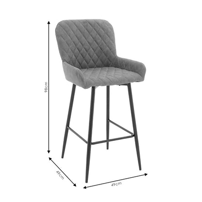 Bar Stool Delicacy metal black legs- fabric antique brown color 47x43x100cm