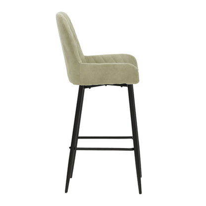 Bar Stool Delicacy metal black legs-fabric antique grey-green color 47x43x100cm