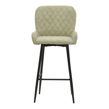 Bar Stool Delicacy metal black legs-fabric antique grey-green color 47x43x100cm