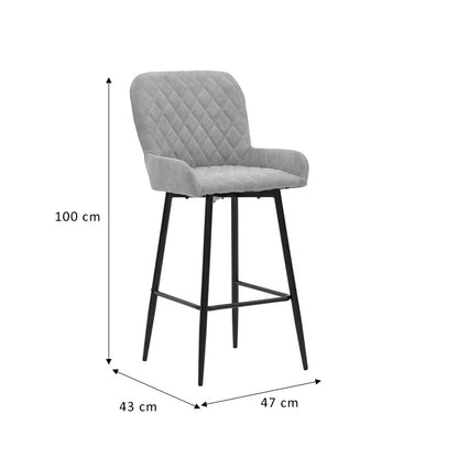 Bar Stool Delicacy metal black legs-fabric antique grey-green color 47x43x100cm