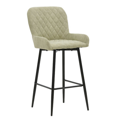 Bar Stool Delicacy metal black legs-fabric antique grey-green color 47x43x100cm