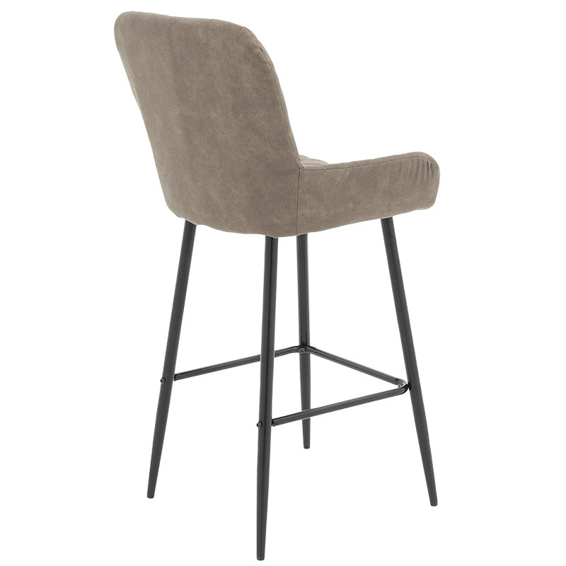 Bar Stool Delicacy metal black legs-fabric antique grey-brown color