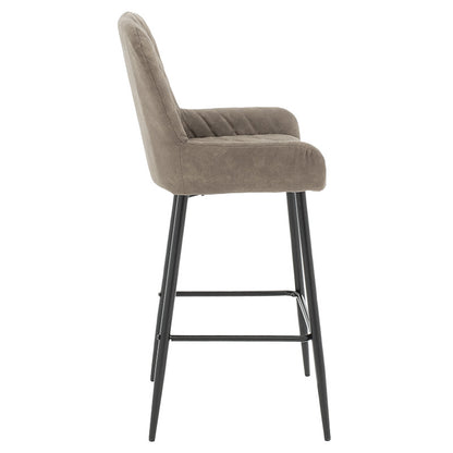 Bar Stool Delicacy metal black legs-fabric antique grey-brown color