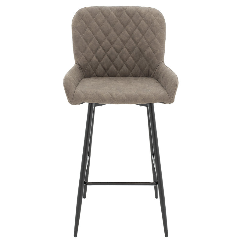 Bar Stool Delicacy metal black legs-fabric antique grey-brown color