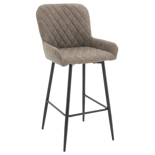 Bar Stool Delicacy metal black legs-fabric antique grey-brown color