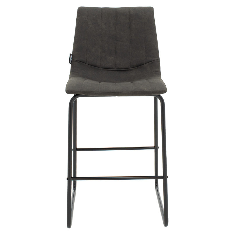 Bar Stool Desirable metal black legs-fabric antique dark grey color