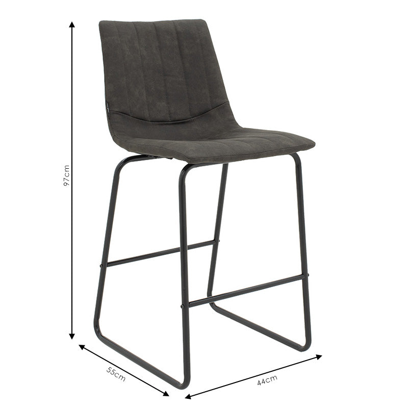 Bar Stool Desirable metal black legs-fabric antique dark grey color