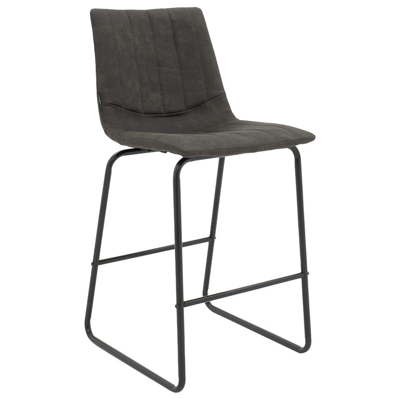 Bar Stool Desirable metal black legs-fabric antique dark grey color