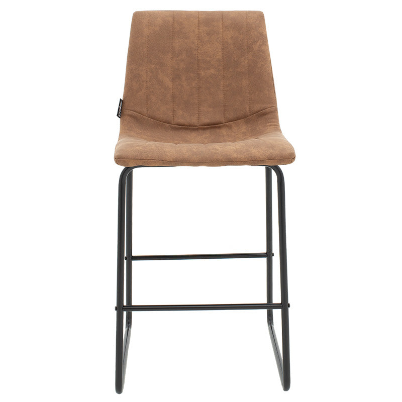 Bar Stool Desirable metal black legs-fabric antique brown color