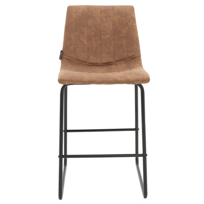 Bar Stool Desirable metal black legs-fabric antique brown color