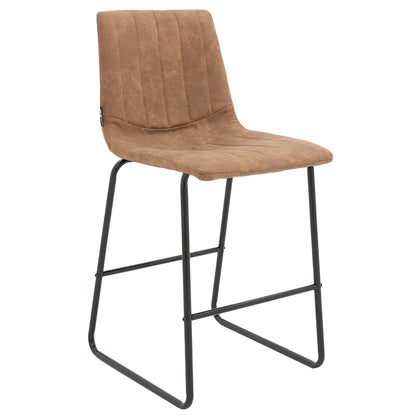 Bar Stool Desirable metal black legs-fabric antique brown color