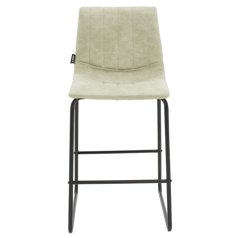 Bar Stool Desirable metal black legs-fabric antique light grey color