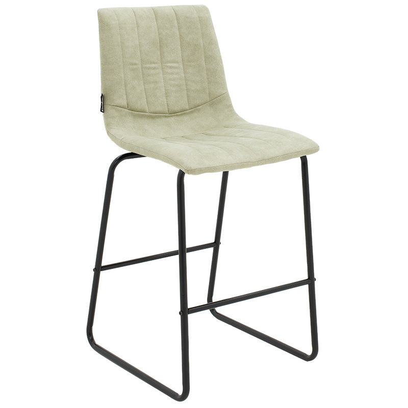 Bar Stool Desirable metal black legs-fabric antique light grey color