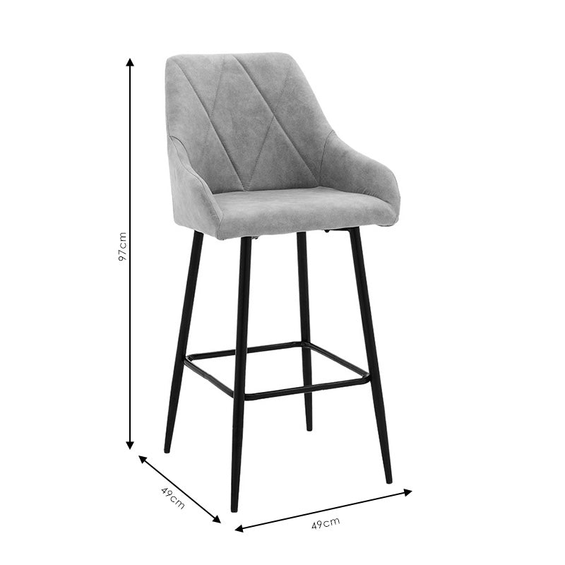 Bar Stool Empower metal black legs-fabric antique grey color