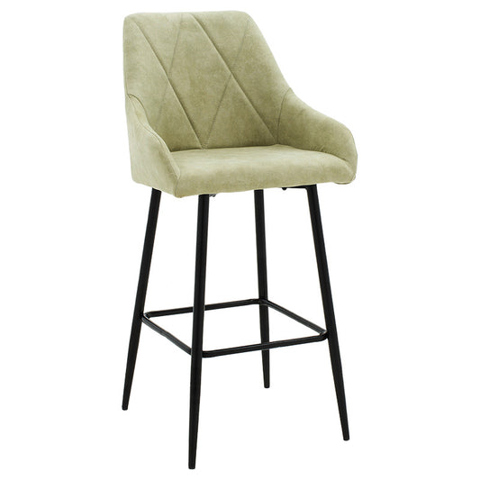 Bar Stool Empower metal black legs-fabric antique grey color